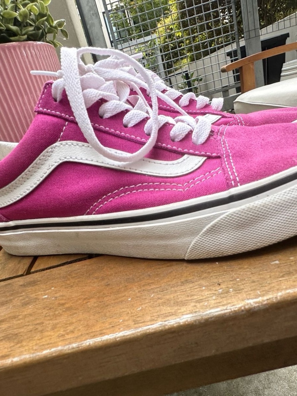 Vans Pink Canvas Old Skool with White Stripe